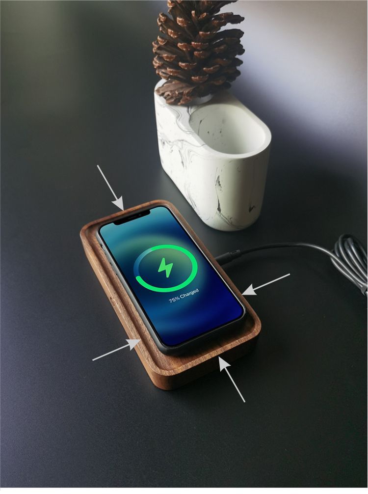 Creative Black Walnut 15W Wireless Fast Charge Wooden Tray Wireless Charger - Charge Like a Pro with the Creative