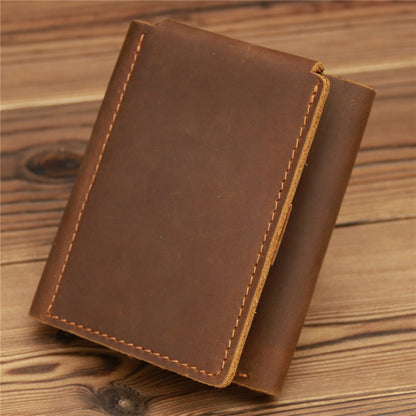 Men’s Retro Crazy Horse Leather Wallet - Unleash Your Inner Cowboy with Our Crazy Wallet