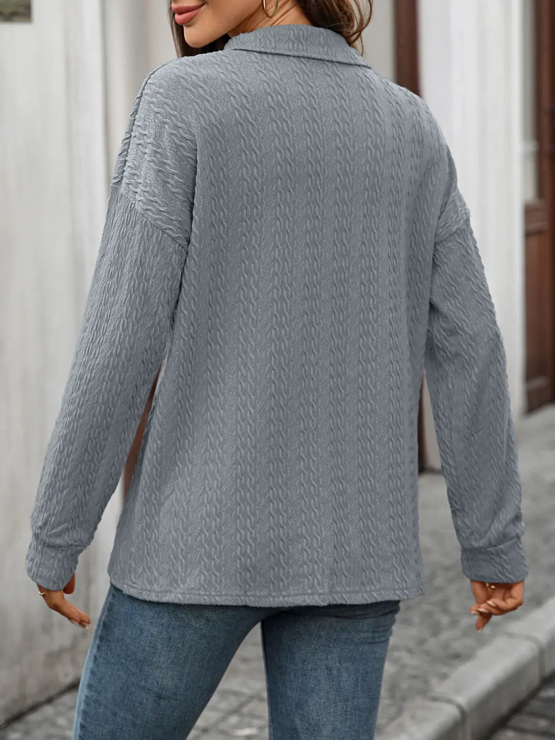 Luźna guzika pullover bluzka dla kobiet wygodna top roboczy