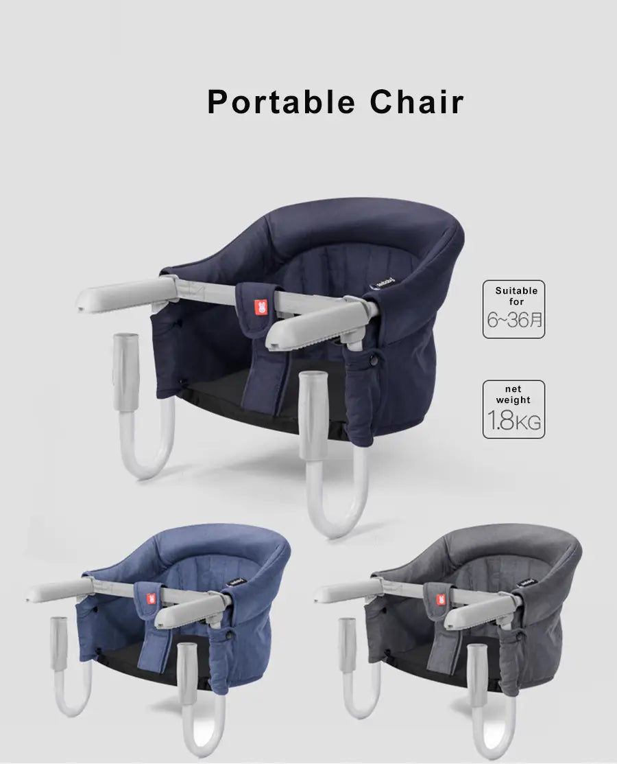 Portable Foldable Baby Highchair Safety Belt Infant Feeding Chair Booster Seat Harness Dinner Lunch Washable Hook-on