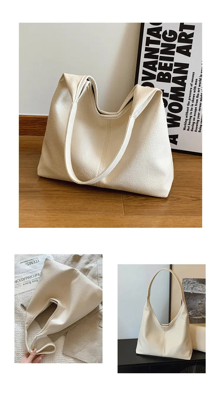 Borsa per secchio in pelle PU con tasche con cerniera borsetta di grande capacità per le donne