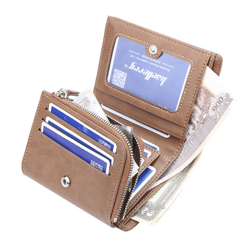 Wallet Men’s Short Korean Version Of The Vertical Multi-card Position Three-fold Small Wallet Thin Buckle Coin Purse