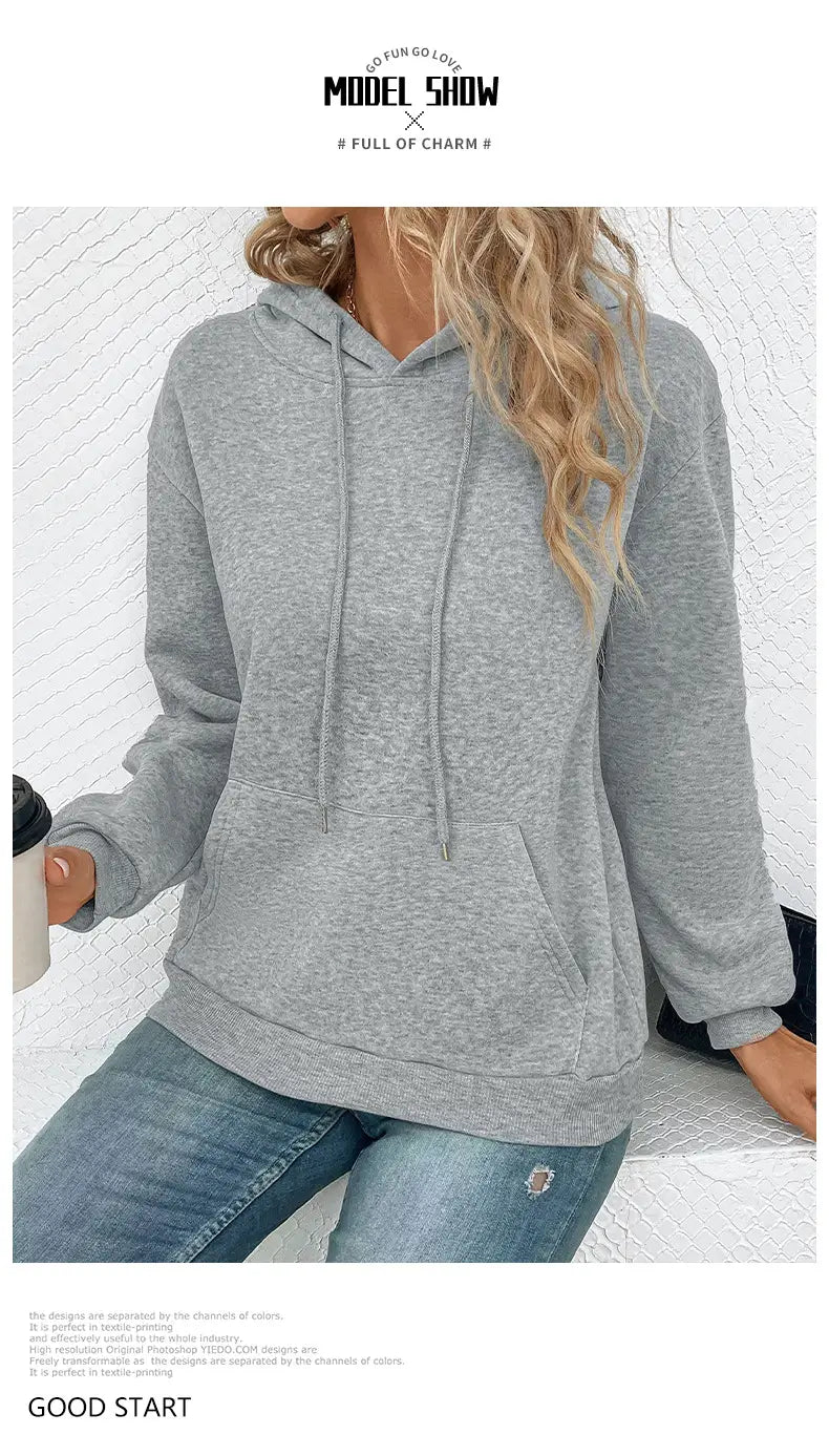 Japanese Korean Casual Pullover Sweatshirt with Pockets Polyester Unisex