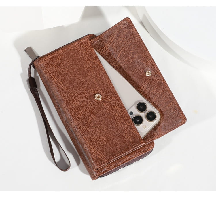 Portefeuille en cuir simple urbain pour hommes et femmes noire brun pu