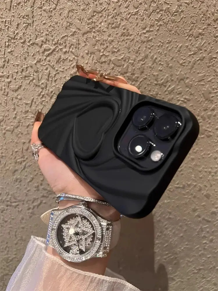 Creative Pleated Love Revolving Heart Phone Case in Multiple Colors