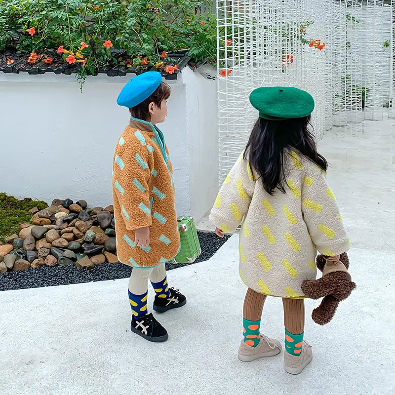 Children’s Winter Fur Zipper Coat with Long for Kids 3-8