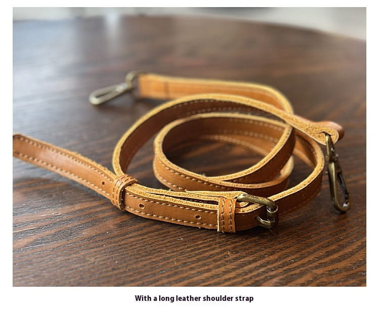 Portable Crossbody Bag with Genuine Leather for Simple Retro Literary Style