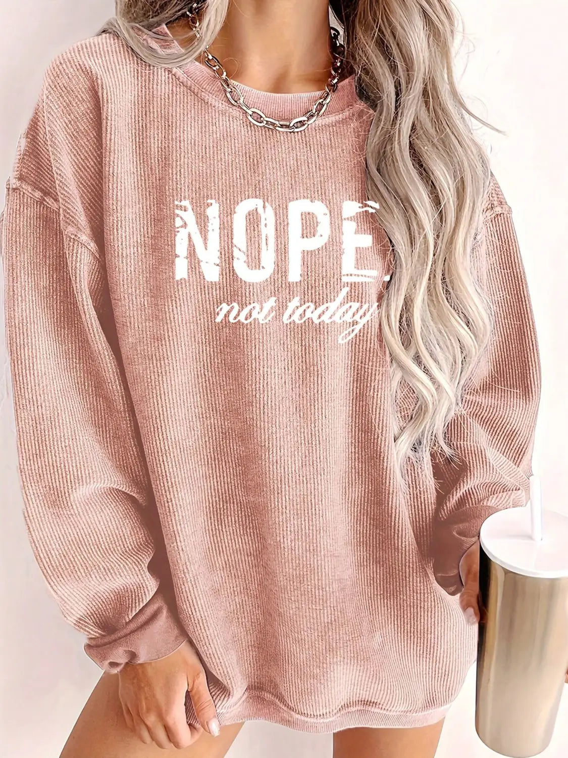 Long Sleeve 3D Letter Graphic Sweatshirt Polyester Drop Shoulder Pullover