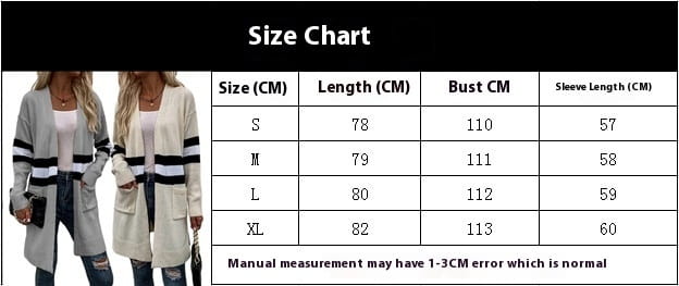 Contrast Color Striped Cardigan Gray Apricot Street Fashion Acrylic Sweater