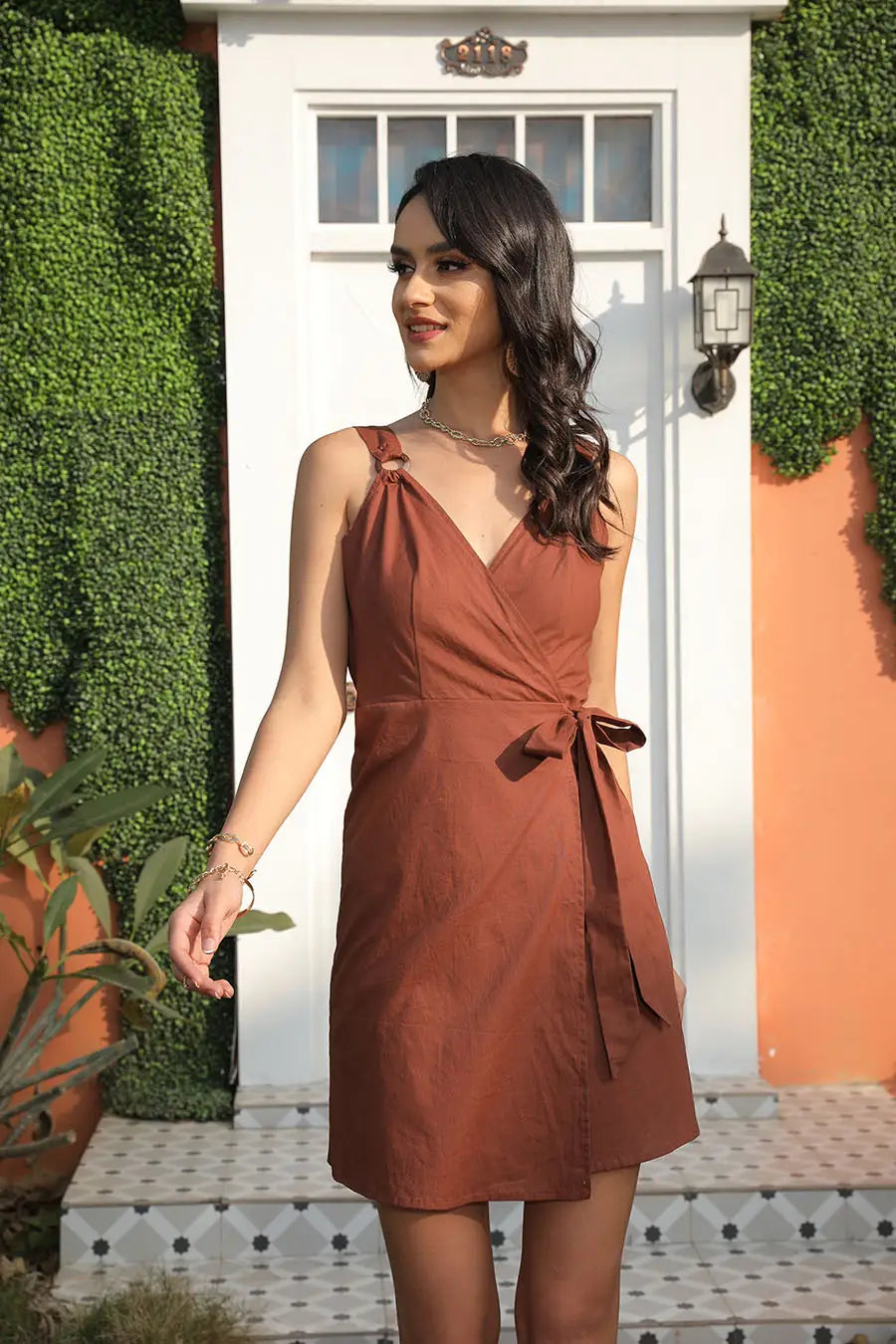 Barr waist sleeveless donn do mhná le fabraic poileistir i méideanna éagsúla