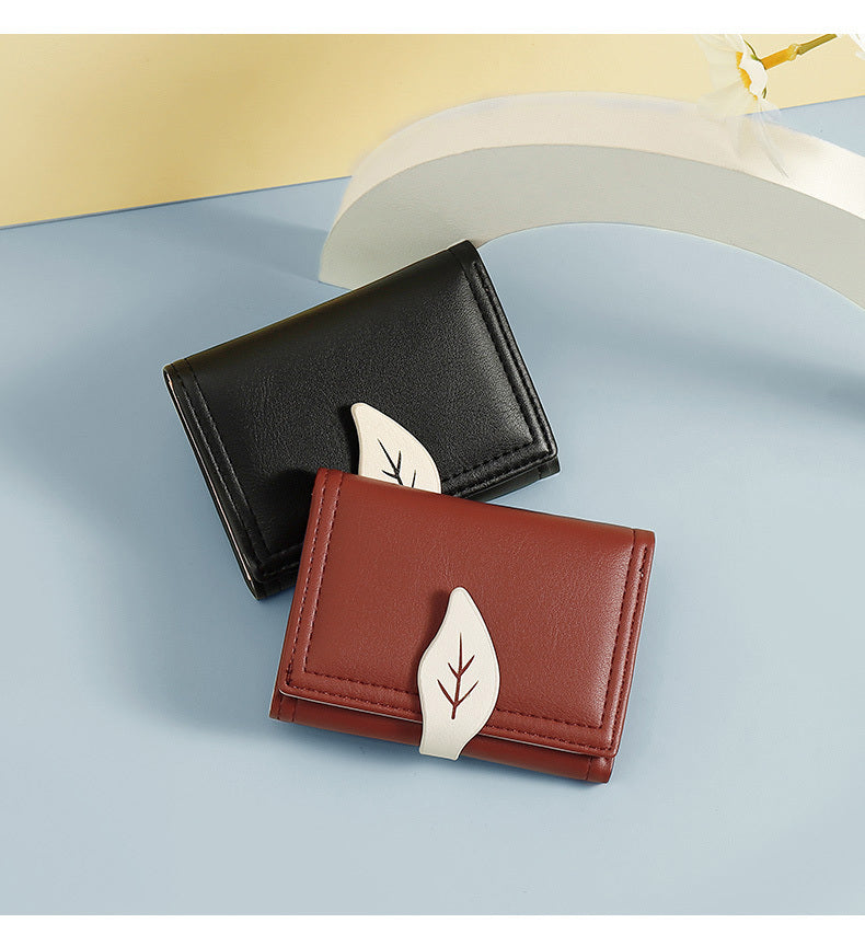 Fashion Folding Short Women’s Creative Color Contrast Leaf Wallet - Wallet So Cute It Might Steal Your Heart