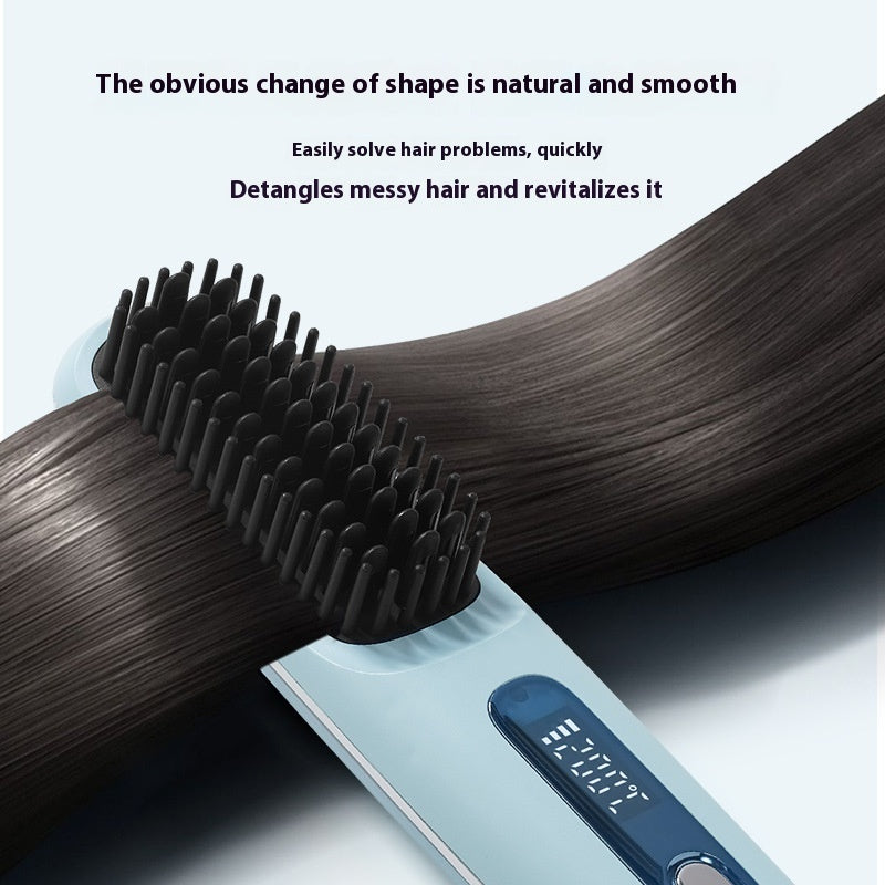 Rechargeable Ceramic Heating Electric Comb Hair Straightener Portable