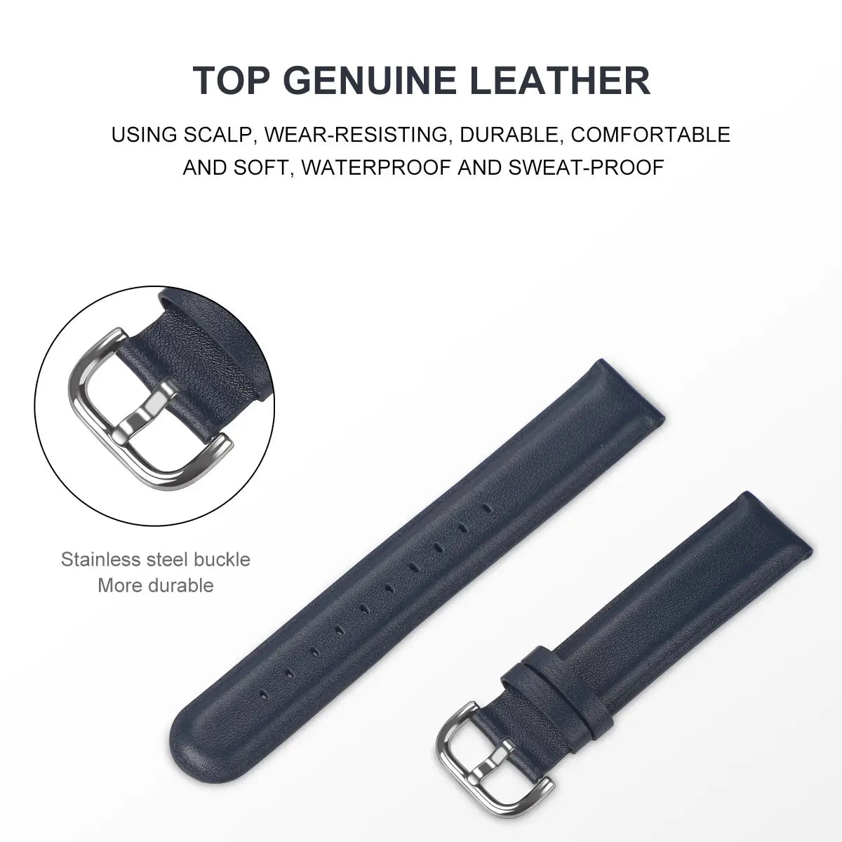 Leather Strap Round Tail D Buckle Genuine Leather