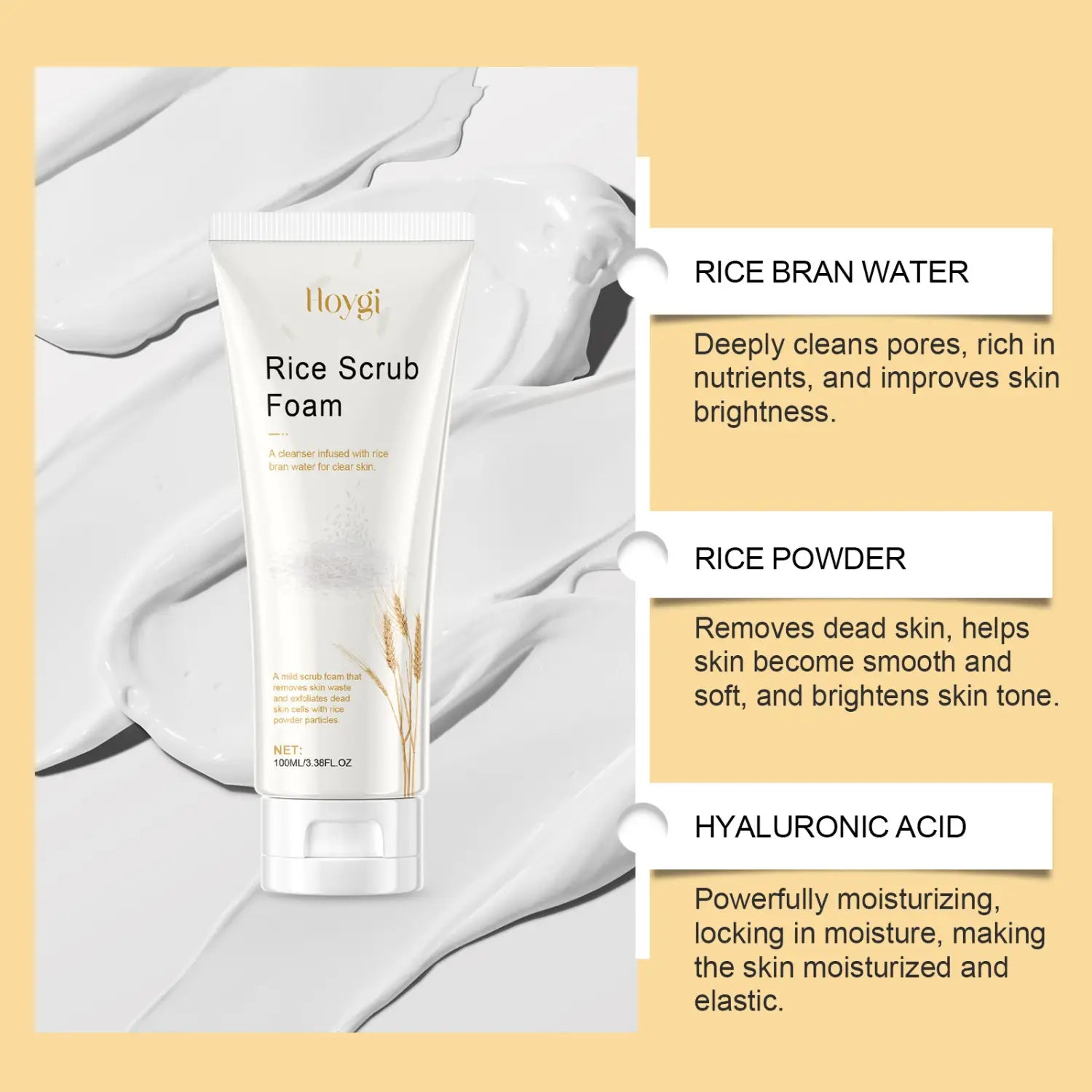 Rice Facial Cleanser Mild with Hyaluronic Acid and Coconut Oil