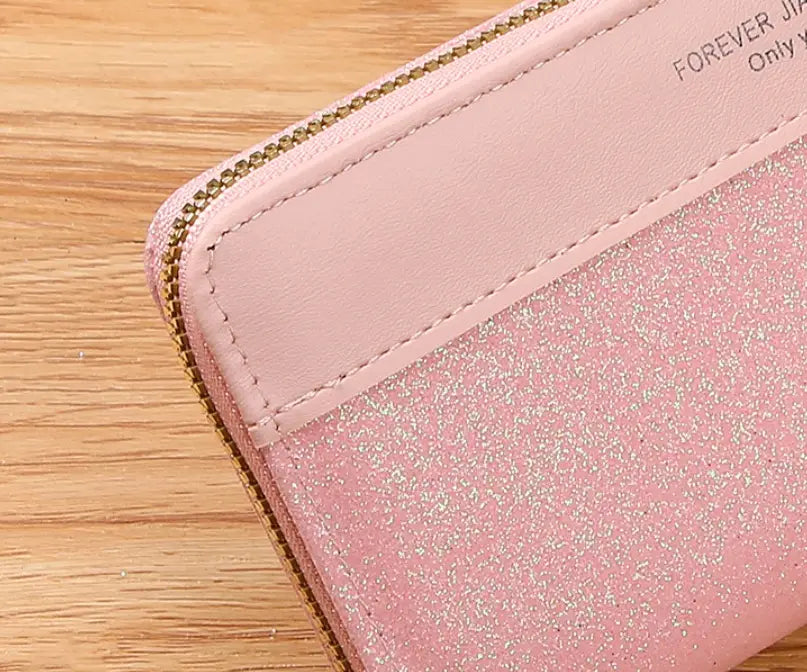 PVC-portemonnee van vaste kleur dames met contraststiksels en slijtvast materiaal