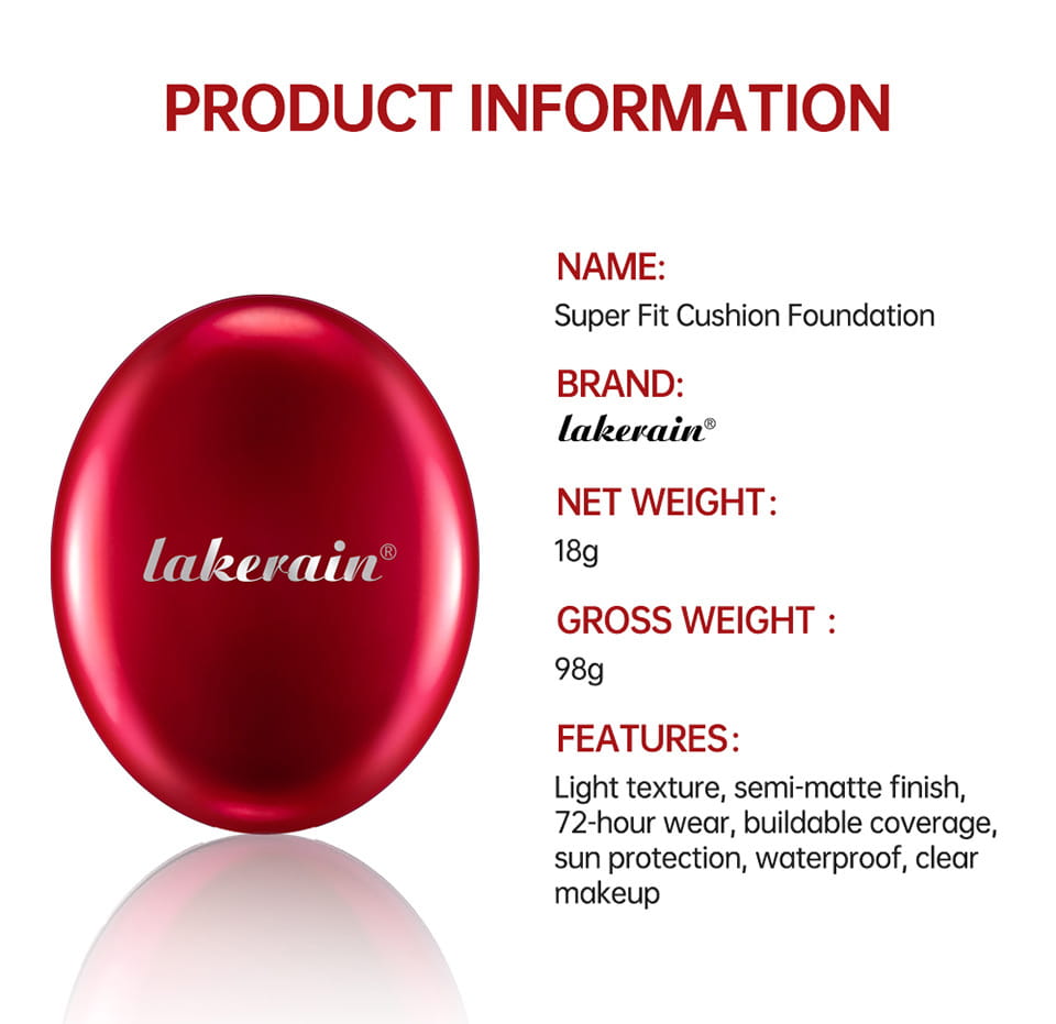 Lakerain Air Cushion Red Shell Foundation Light Natural Concealer Cold