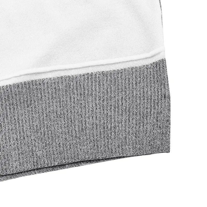 Contrast Color Pullover Persian Stretch Wool Gray Knit Sweater S M L