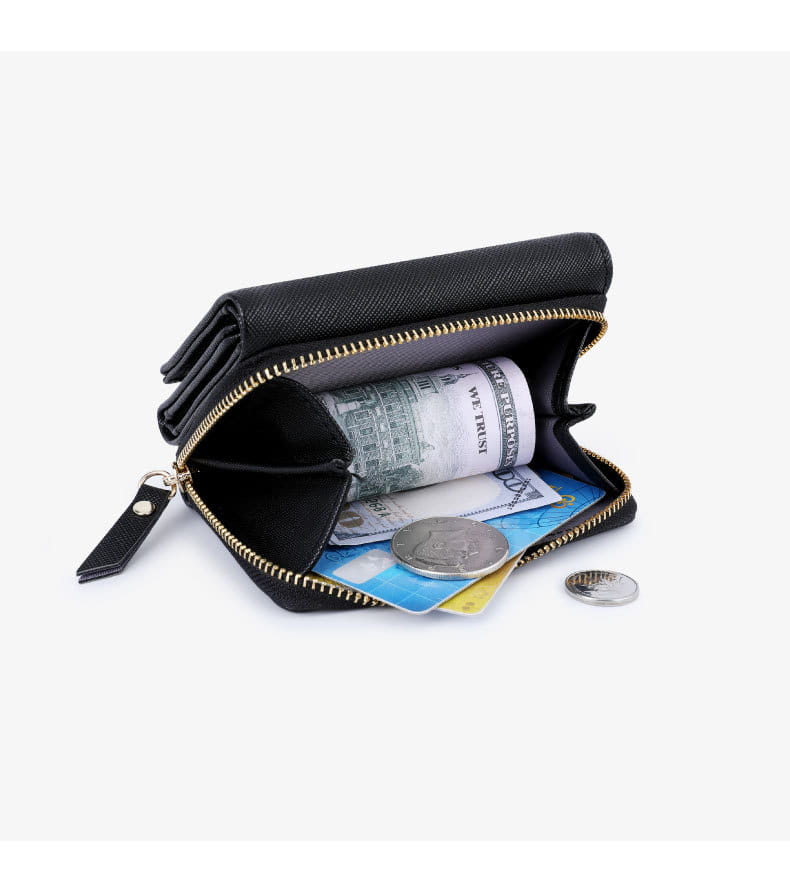 Portfel skórzany z litego koloru z poliestrową podszewką na codzienne