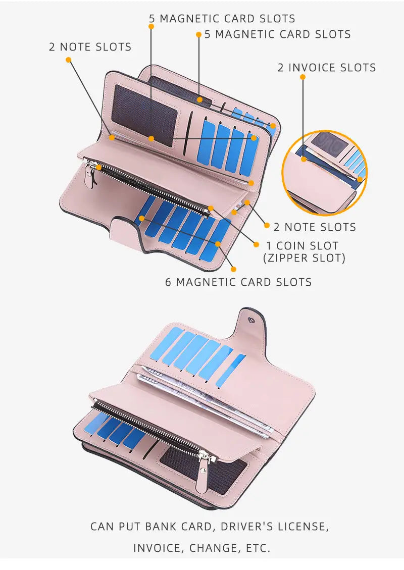 Portfel skórzany z litego koloru z poliestrową podszewką na codzienne