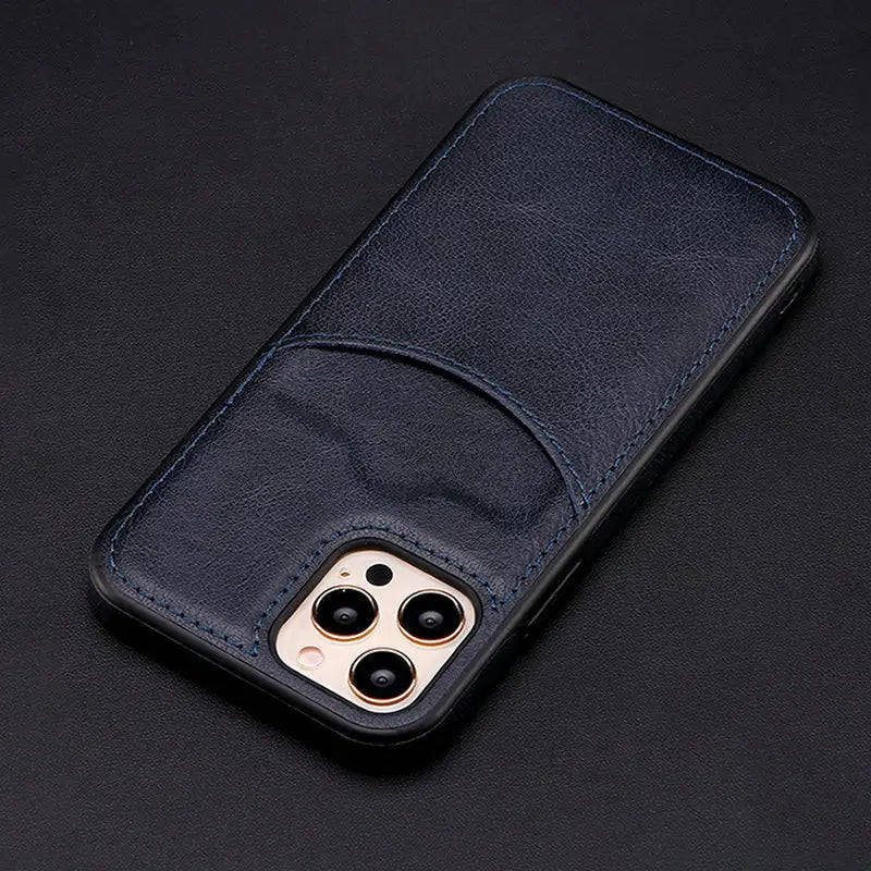 Business Solid Color Leather Card Phone Case