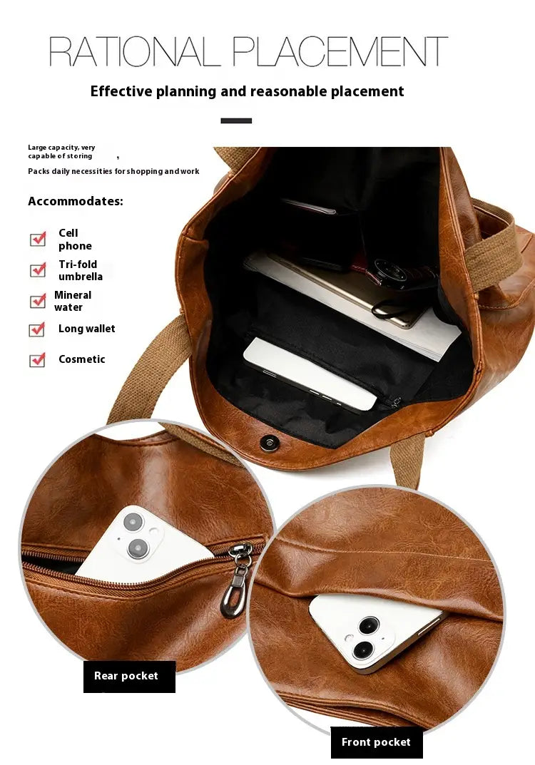 Bruine polyester koffer Organizer tas met ritszak en PU lederen trim