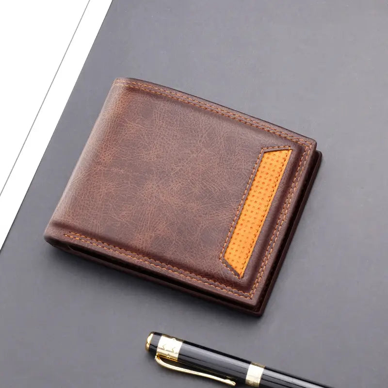 Solid Color Wallet for Men with Multiple Card Slots and ID Window in United States