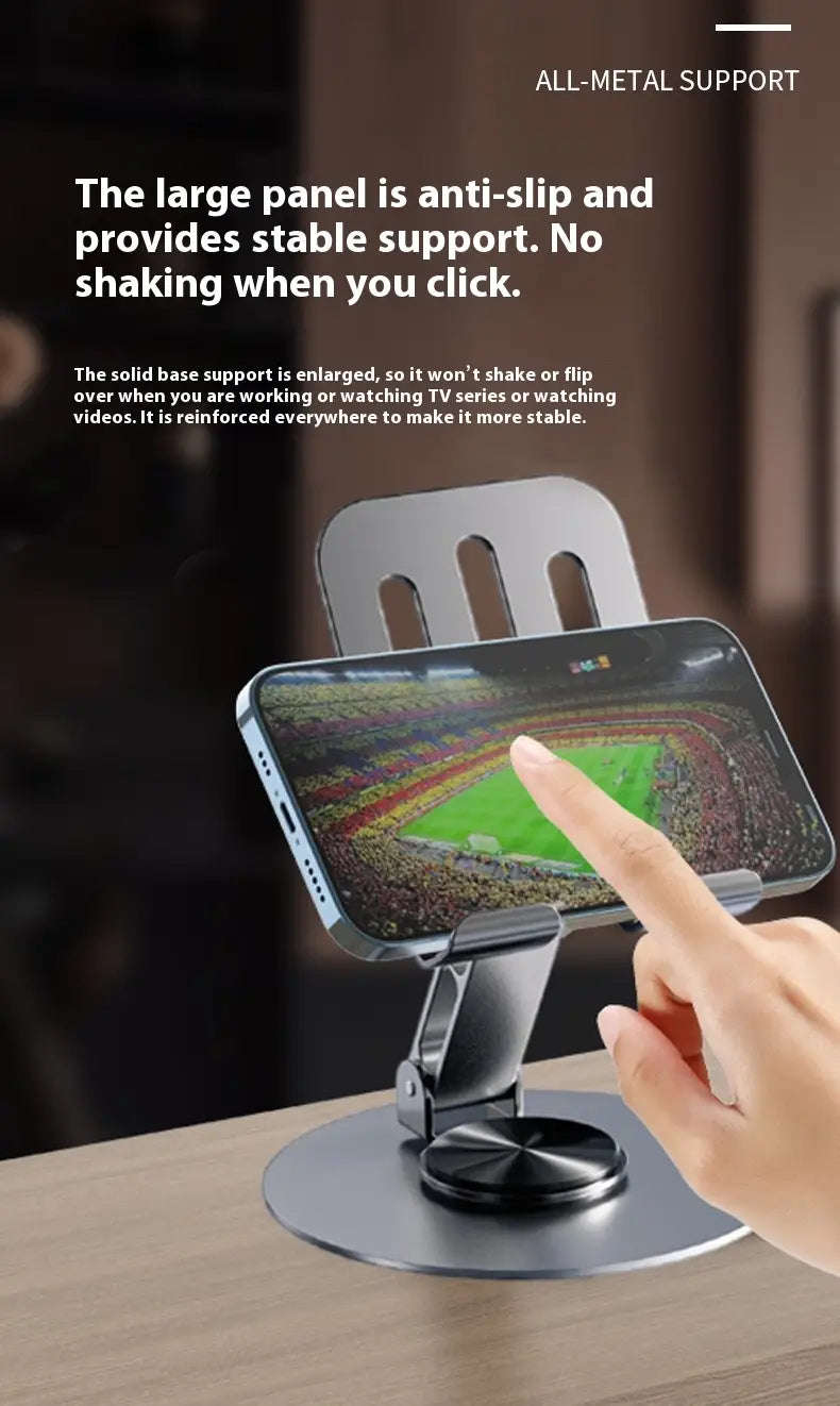 Folding Lazy Tablet Stand with Degree Rotation Adjustment and Space-Like Gray Finish