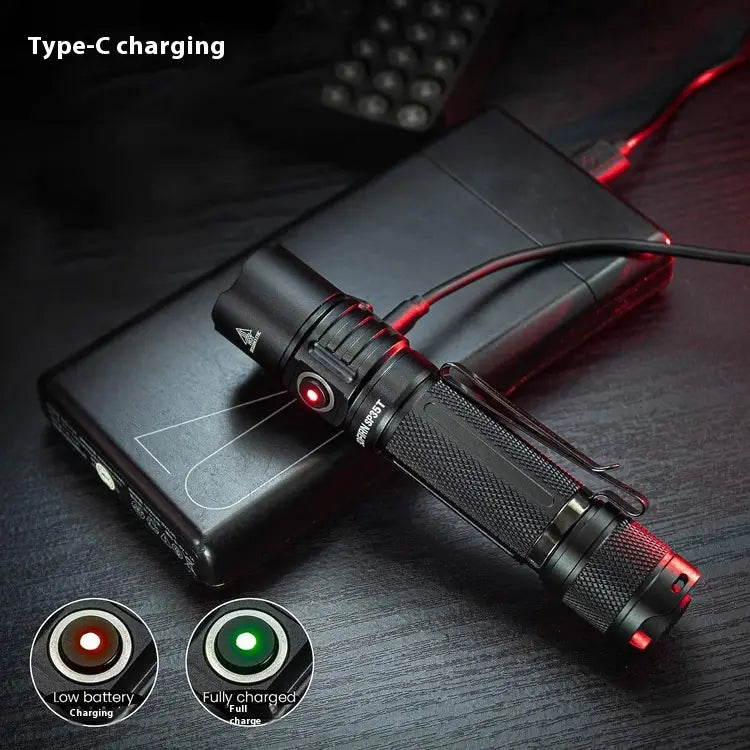 40W Black Battery Flashlight for Outdoor Camping Equipment and Long Shot Outdoors