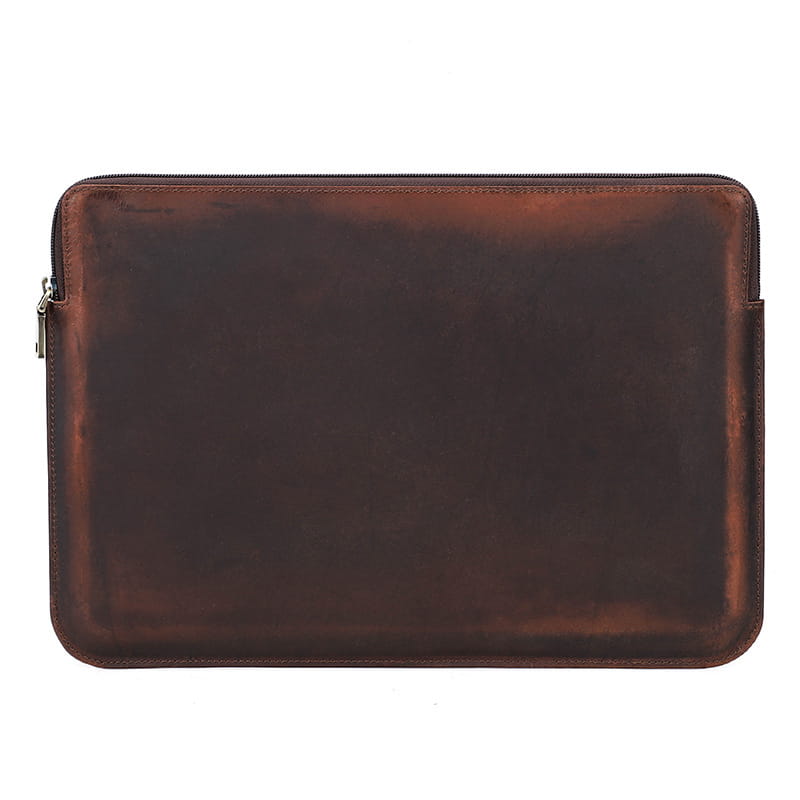 Brown Leather Laptop Sleeve Case for MacBook Pro 15 16 and iPhone Compatible