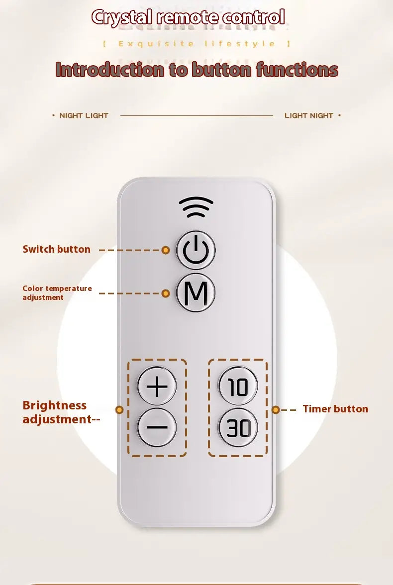 Rechargeable Portable Table Lamp with Tricolor LED Light and Remote Control