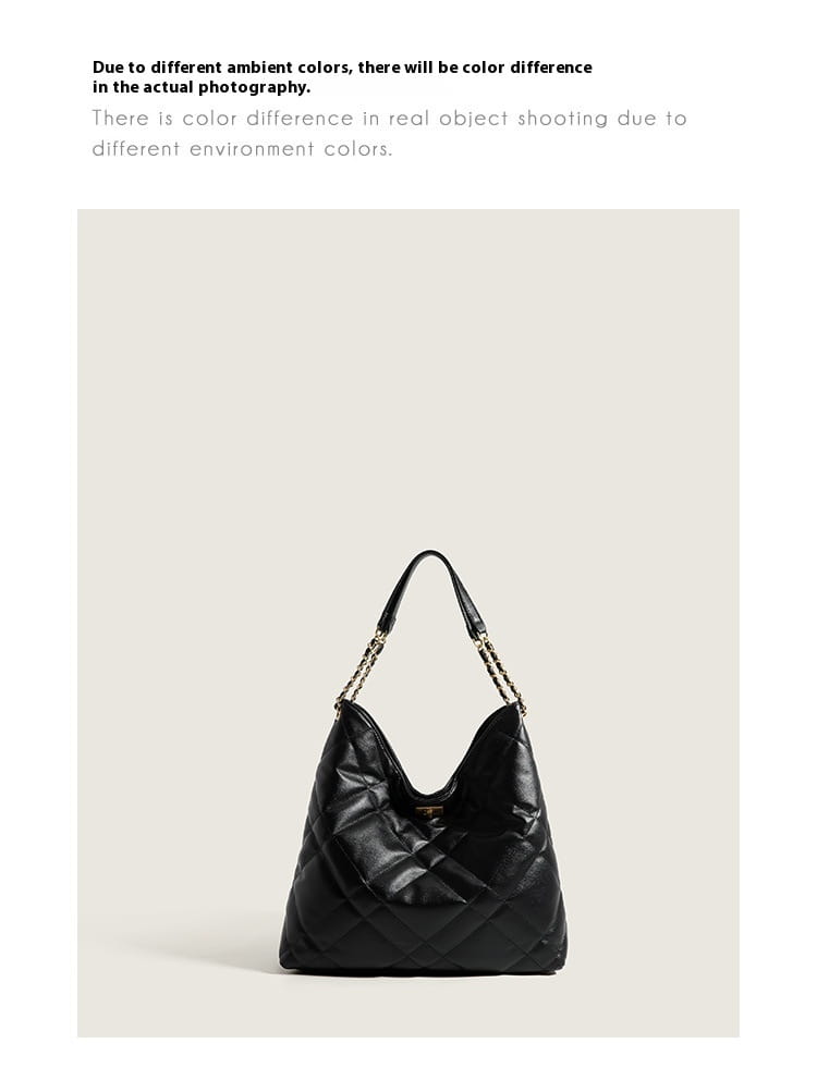 Classic Style Rhombus Urban Shoulder Bag with Large Capacity Genuine Leather Chain