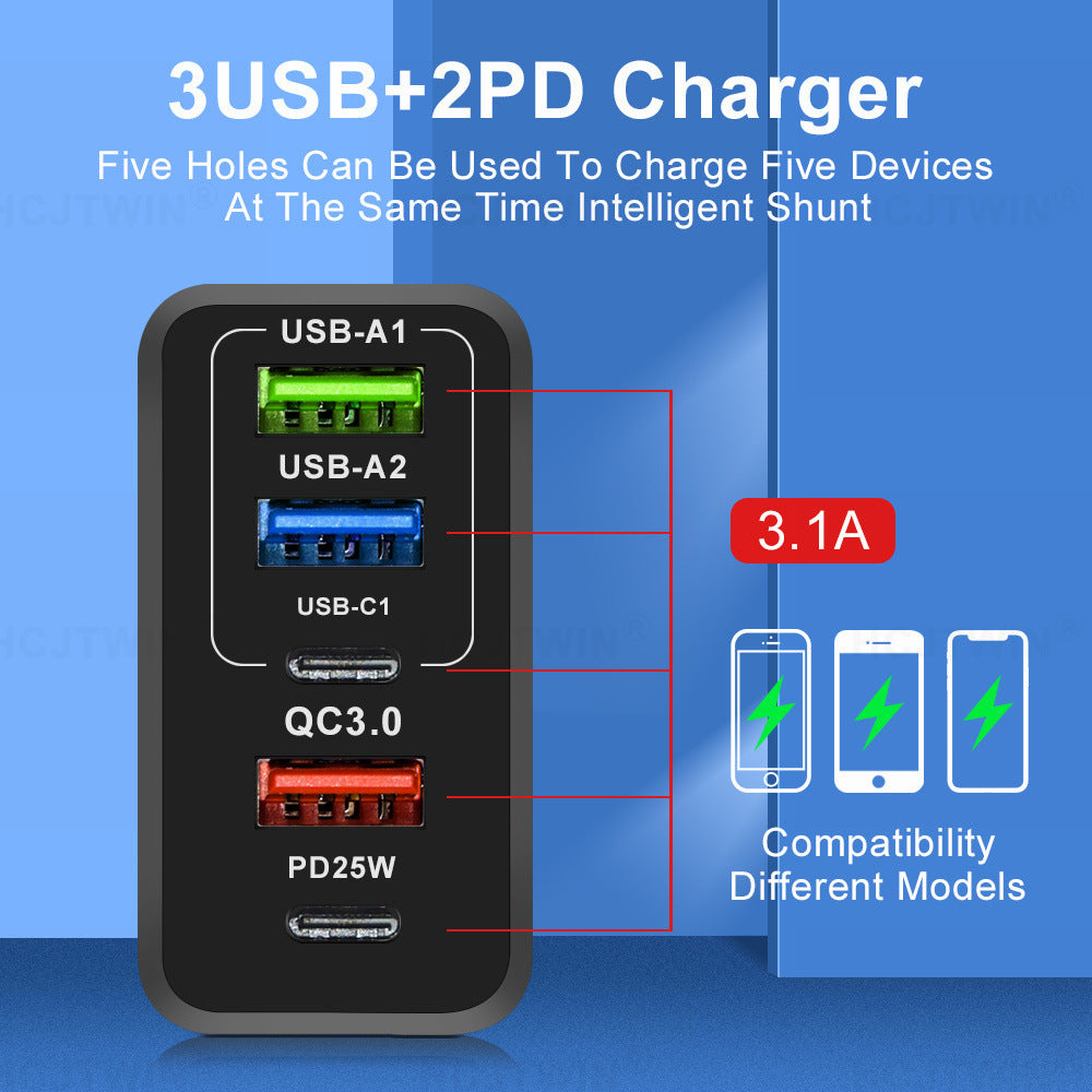 Fast Charging Mobile Phone Charger Type-c PD Three USB Multi-port Travel Plug - Charge Like a Pro with EU and UK