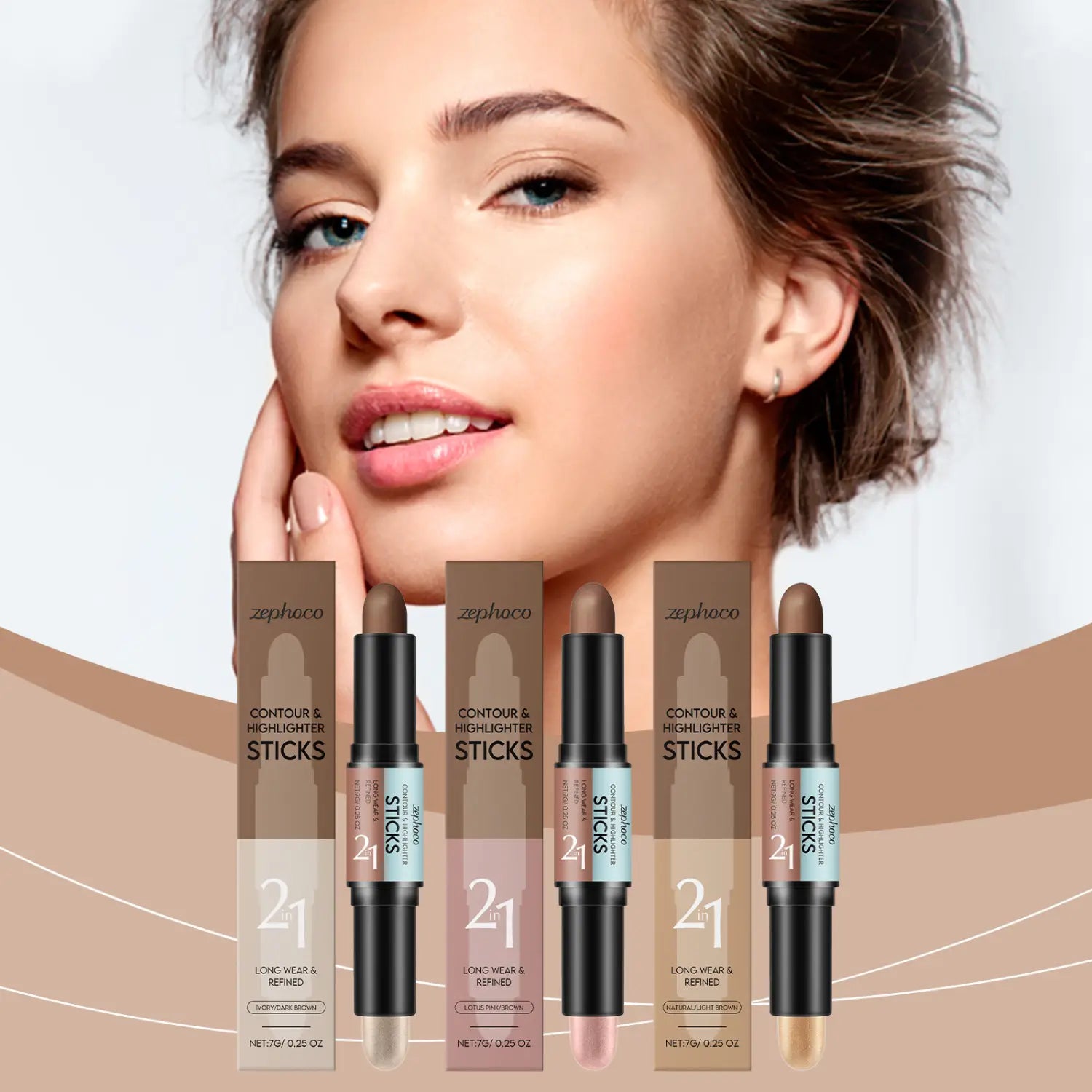 Natural Light Brown Lotus Root Congee Highlighter Pen 2.2 x 11CM