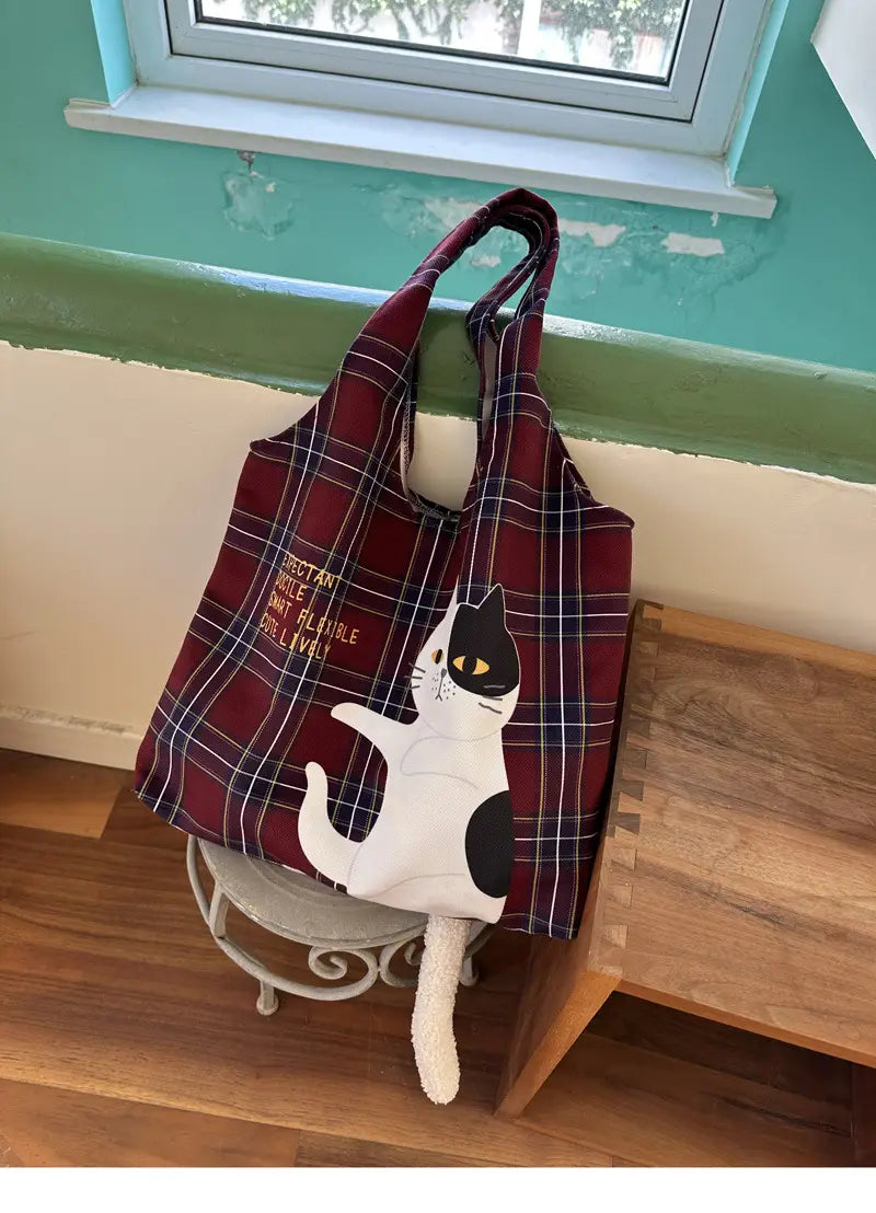 Plaid Flocking Cat Vest with Scottish and Soft Plush Design