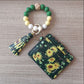 Fashion Beaded Bracelet Girls Small Wallet Lemon Printing Card Holder Silicone Beads Bracelet Keychain Credit - Fashion