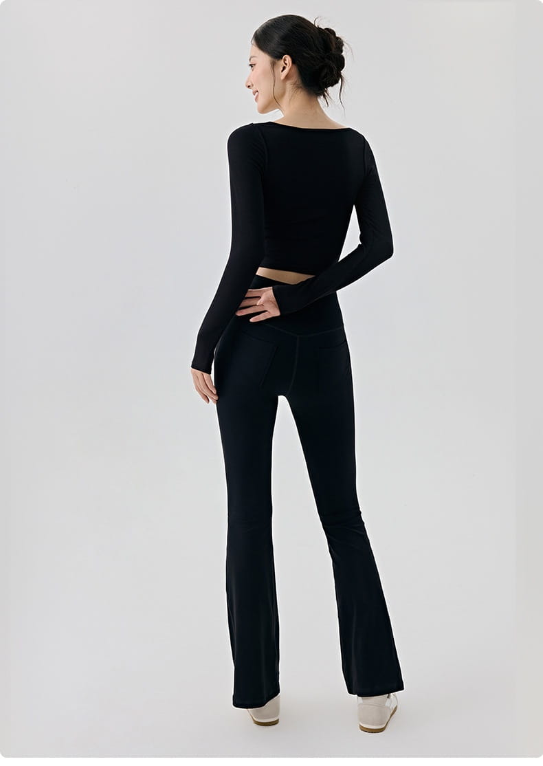 Solid Color Long Sleeve Yoga Top for Fitness and Exercise