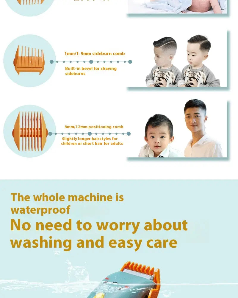 Rechargeable Hair Clipper for Children with Low Noise and Removable Cutter Head