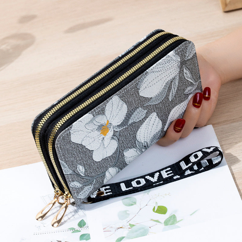 Long Double Zipper Flower Large-capacity Wallet - Flower Power Wallet for Organizing Your Cash Chaos