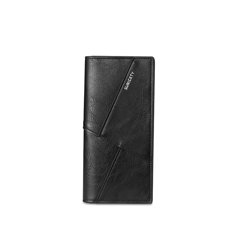PU Leather Wallet for Men with Simple Stitching in Black Coffee Brown