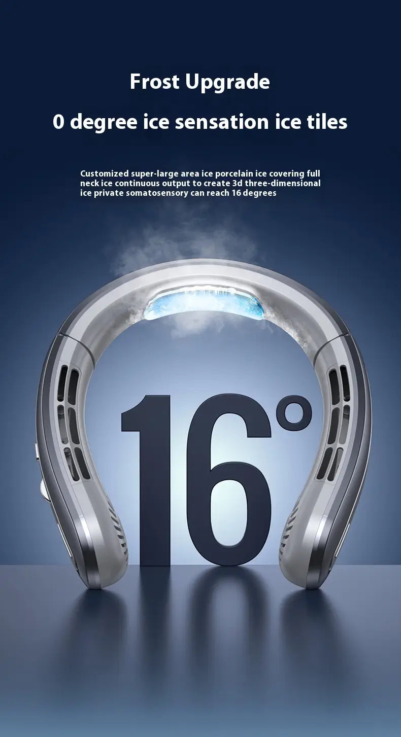 Outdoor Sports Portable Hanging Neck Fan with Digital Display and Lithium Battery