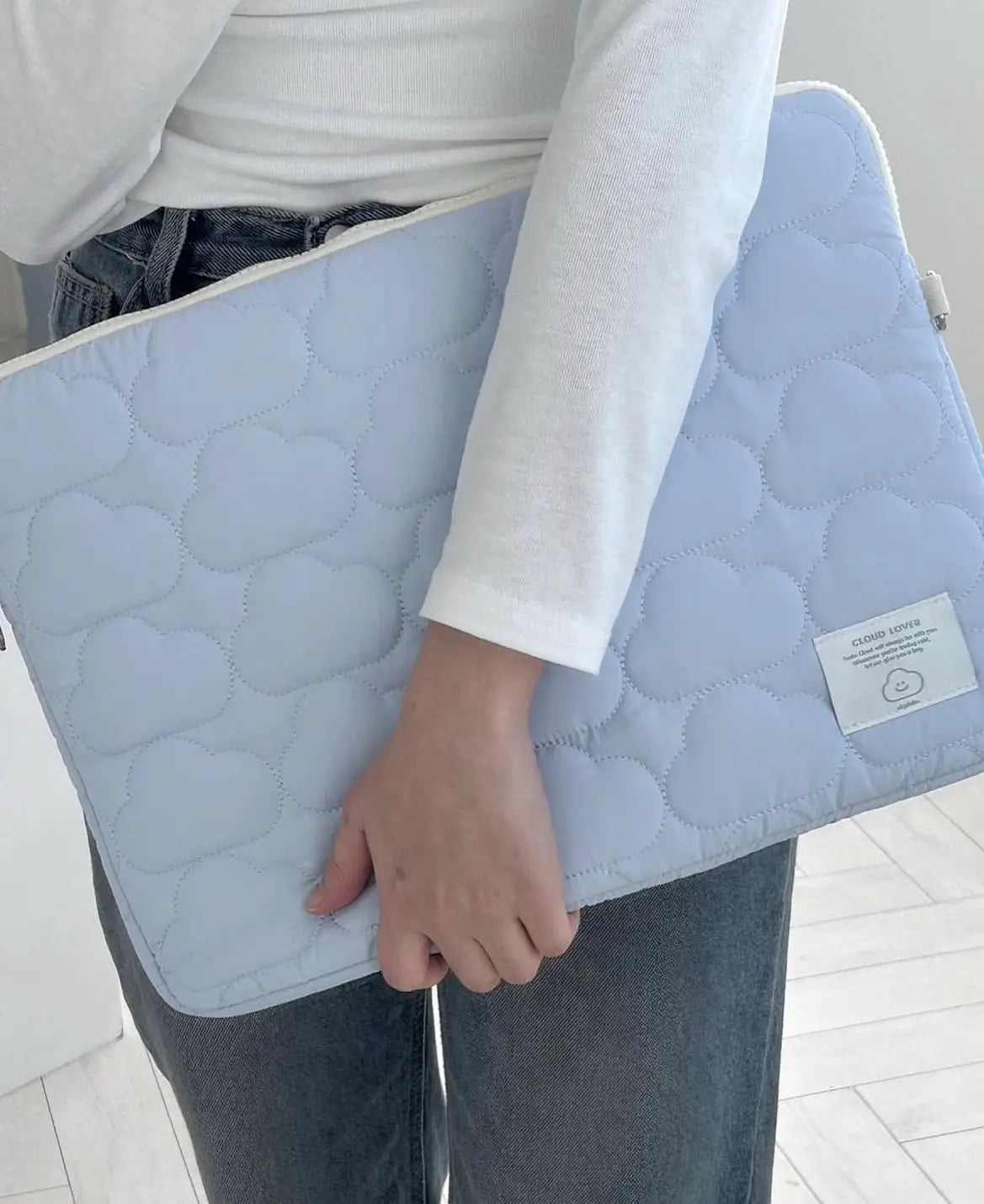 Mânecă de laptop alb și albastru pentru femei pentru calculatoare de 11 până la 15,6 inci