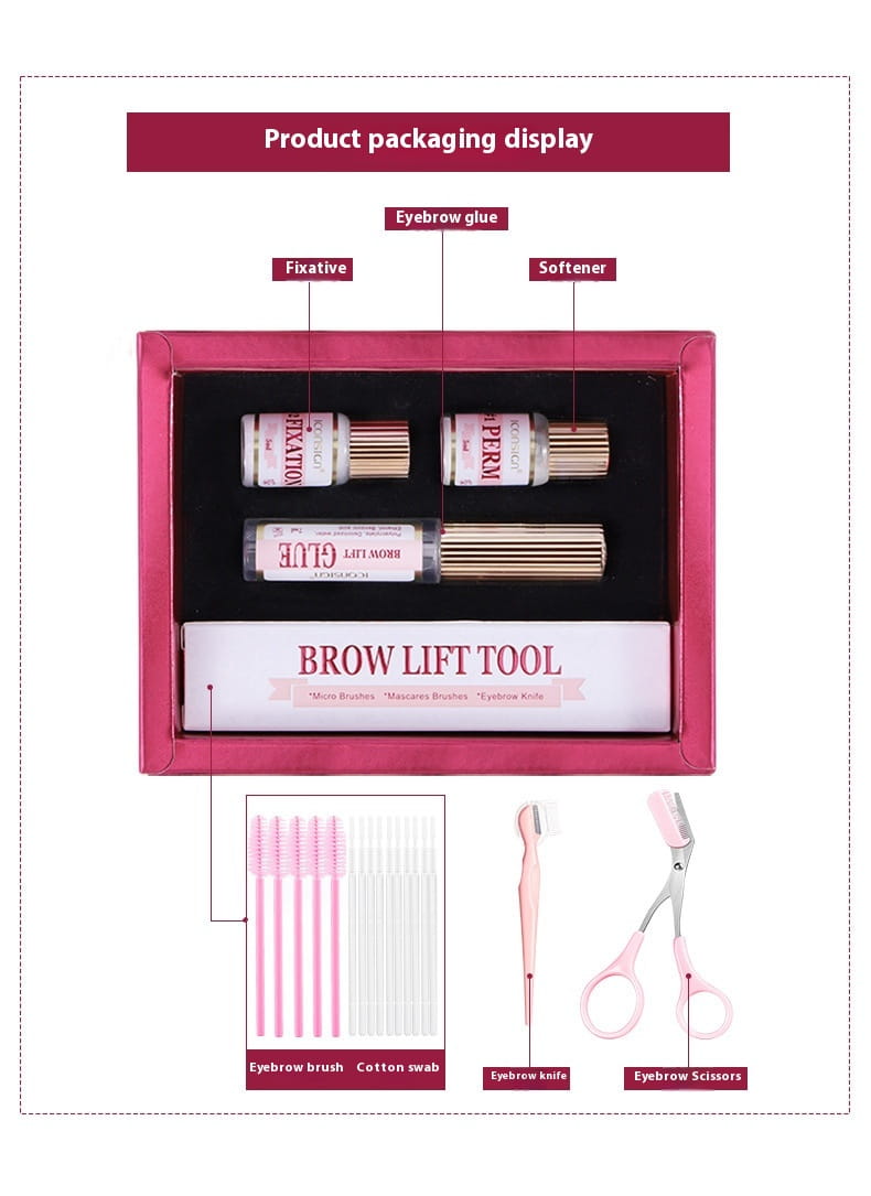 Pink Eyebrow Perm Kit for Quick Styling and Relaxing