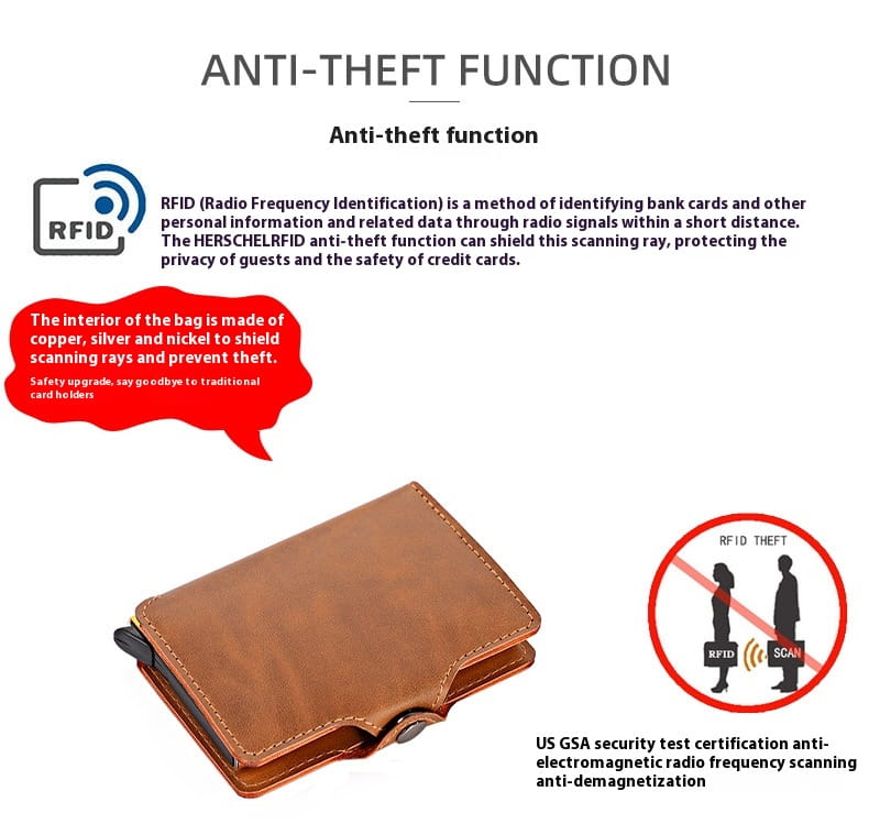 Sealbhóir Cárta Leathar Pu Ultra Solas d'fhir agus do mhná dubh nó donn dorcha