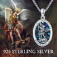 Abalone Shell Saint Michael Pendant Necklace in 925 Sterling Silver - Saint Michael Pendant: Abalone Shell Guardian