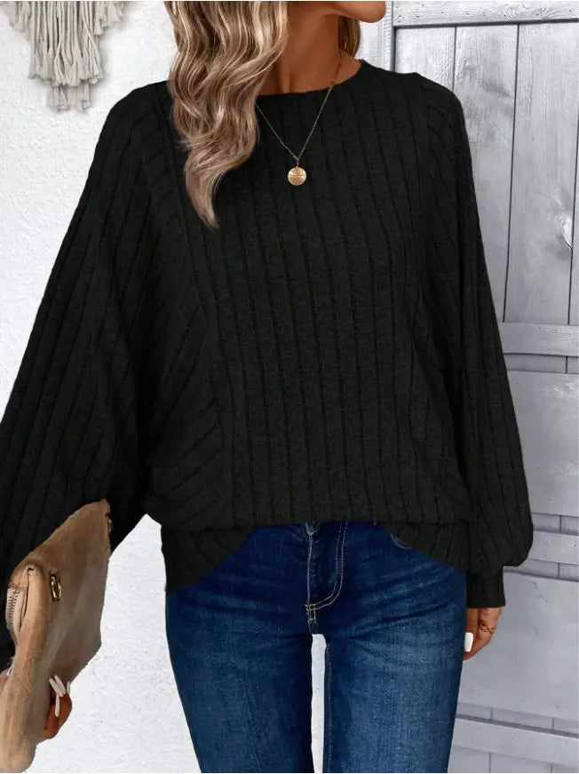 Yksiväinen pitkähihainen lyhtypusero japanilainen korealainen rento toppi