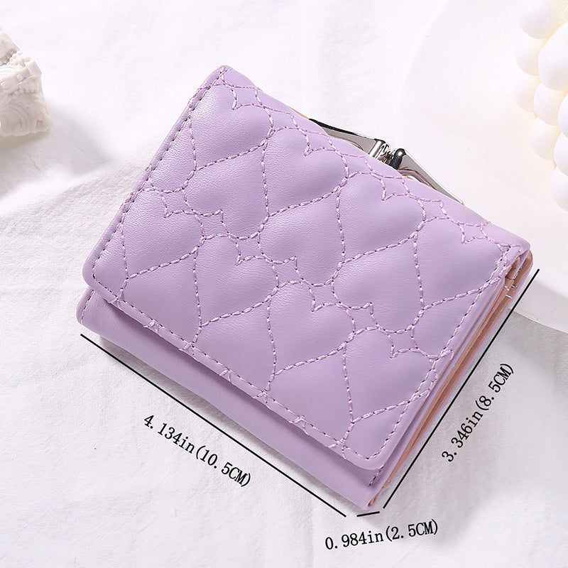 Short Chic Embroidery Thread Small Wallet Female Fresh - Short Chic Wallet for Stylish Coin Connoisseurs