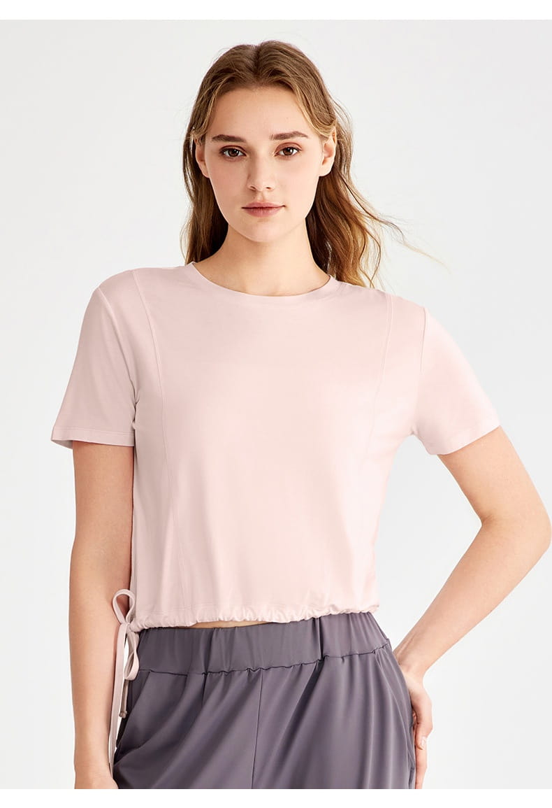 Tricou de antrenament roz roz și negru și negru pentru fitness yoga