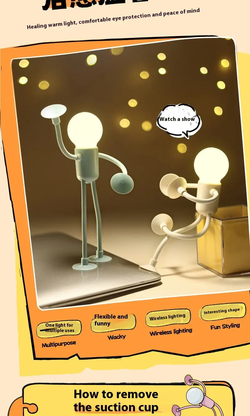 Mini Vacuum Adsorption Night Light with Button Battery Table Decoration