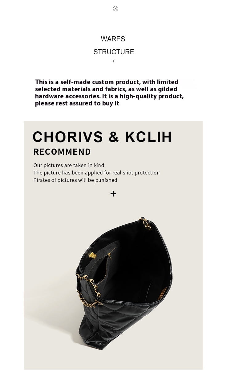 Classic Style Rhombus Urban Shoulder Bag with Large Capacity Genuine Leather Chain