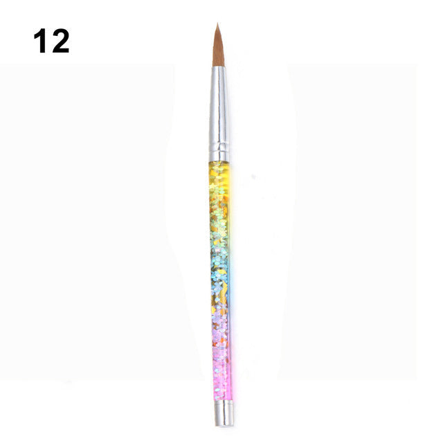 Acrylic Powder Nylon Nail Art Brush with Glitter Liquid for Manicur - Teleplus nail art brush acrylic powder nylon